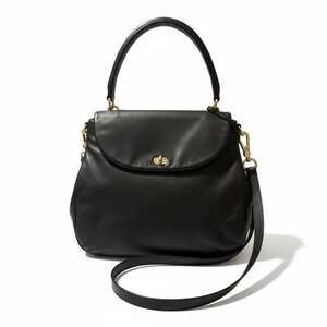 Henri Bendel Black Pebbled Leather Turnlock Satchel Crossbody Shoulder Bag